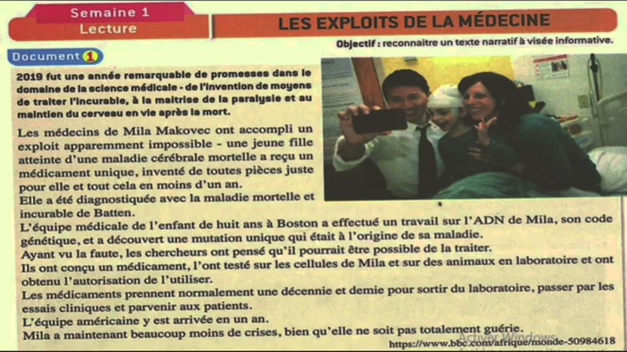 Les exploits de la médecine, le français pratique 6ème année édition 2021 page 148_149