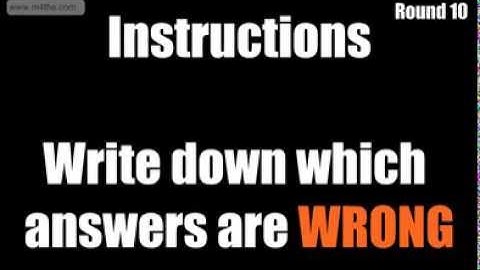 Round 10 - www.m4ths.com Challenge GCSE C Grade Target Quiz - Non Calculator - Common Misconceptions
