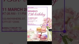 How to Make a 13th birthday Invitation Card in Canva #shorts