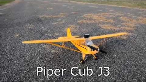 FMS Piper Cub J3 RC crash [HD]
