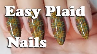 Easy Plaid Nails - stamping tutorial