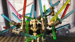 Lego General Grievous has to many lightsabers.