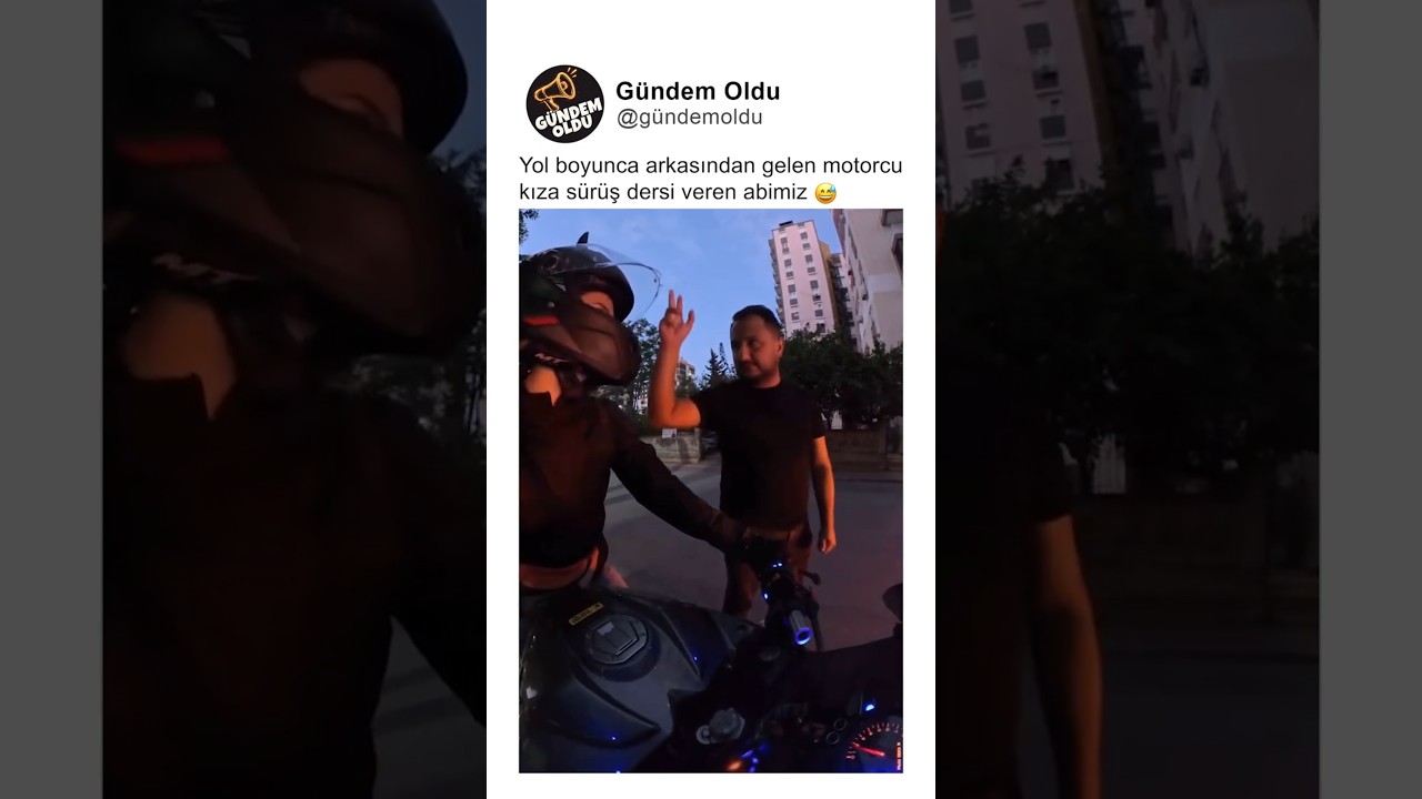 Yol boyunca arkasından gelen motorcu kıza sürüş dersi veren abimiz 😅