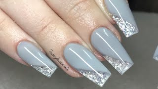 acrylic cut nails grey