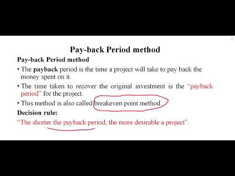 Lecture 11: Pay Back Period Part 1