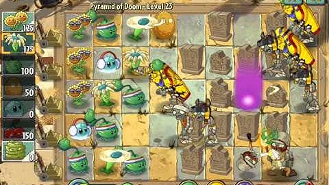 Plants vs. Zombies 2 Pyramid of Doom Level 23 so hard and expensive ios iphone gameplay