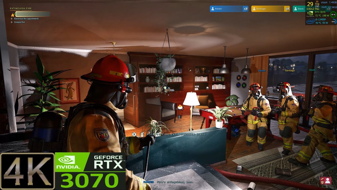 4K Firefighting Simulator Ignite RTX 3070 Great PC simulator firefighter Quickplay benchmark 2160P