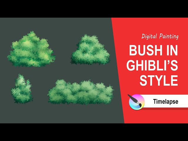 Bush in Ghibli's Style For Game Project Painting on Krita