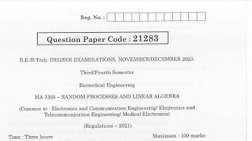 MA3355 | Random Process and Linear Algebra | Nov Dec 2023 | Anna University | Questions