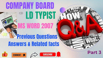 LD TYPIST COMPANY BOARD PYQ 3 #msword2007 #pyq #ldtypist #companyboard #steno #psc 