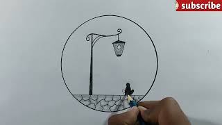 Circle drawing - easy Circle drawing - easy Circle scenery - easy scenery drawing - easy drawings