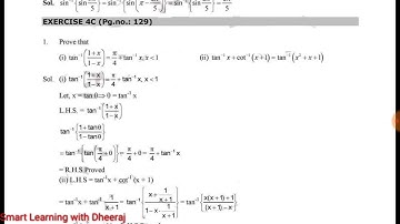 Exercise 4C,Chapter 4 Inverse Trigonometry Functions Rs aggarwal Class 12 Math solutions