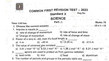 10TH STD FIRST REVISION TEST- JANUARY 2023 OFFICIAL ORIGINAL QUESTION PAPER II 10TH STD REVISIONTEST
