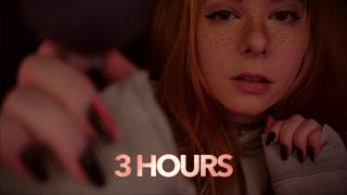 ASMR | 3 hours Close Up Slow Face Brushing & No Talking - white noise, layered ambiance