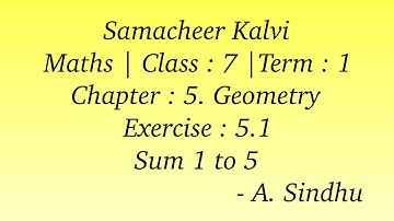 7th Maths Term 1  Samacheer | Chapter 5 | Geometry | Exercise 5.1 | Sum 1 to 5