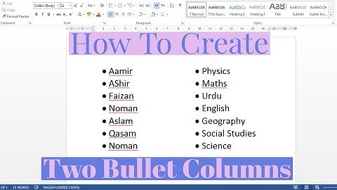 How To Create Two Bullets Columns In Microsoft Word | Making Two Bullet Columns In MS Word