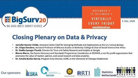Plenary session on privacy and ethics (BigSurv20)