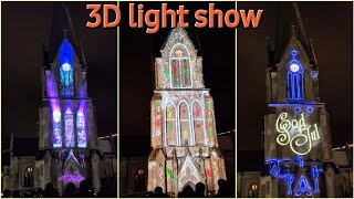 3D Light Show 2023, 3D Lysshow På Domkirka, Kristiansand, Norway.