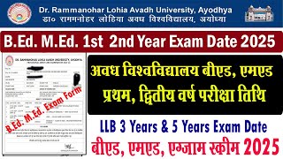 rmlau bed 1st and 2nd years exam kab hoga I rmlau bed med llb exam date 2025 I rmlau bed exam date I