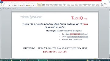 Toán TIMO lớp 2 - Chuyên đề 1: Tư duy logic – Dãy số viết theo quy luật (Logical Thinking)