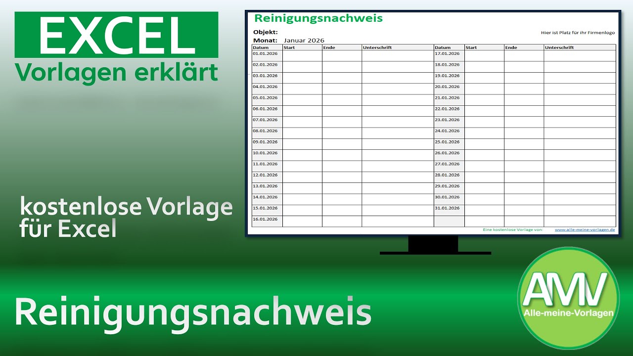 Reinigungsnachweis Reinigungsplan Vorlage Kostenlos
