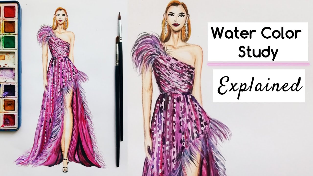 Fashion Sketch Watercolor Dress Catwalk Stock Photo  Download Image Now   Fashion Sketch Textile Industry  iStock
