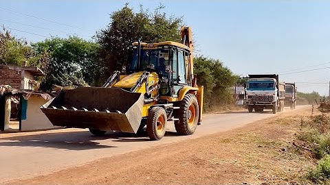 Jcb 3dx Xpert  Murum Loading Mud In  Either 485 And Swaraj 744 FE | Tractor Loading Mud |