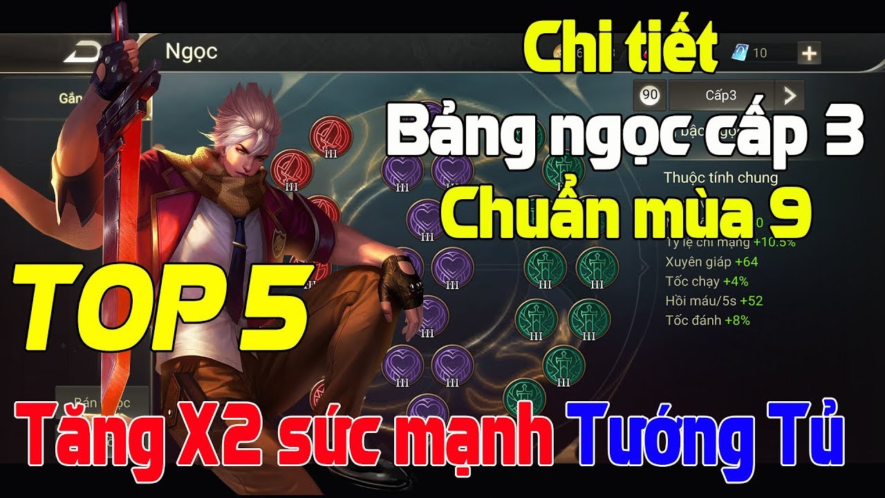 Tăng X2 Sức Mạnh Tướng Tủ của AE Top 5 Cách Build Bảng Ngọc Cấp 3 chuẩn Mùa 9 Liên quân mobile