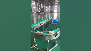 Maxsen 180 degree curved plastic table top chain slat chain conveyor testing