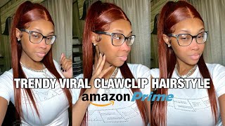 VIRAL CLAWCLIP HALF UP HALF DOWN HAIRSTYLE TUTORIAL | UNICE HAIR