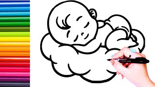 sleeping babies drawing &painting for kids and Toddlers:learn to draw