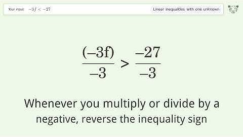 Solving Linear Inequalities: -3f is Smaller Than -27