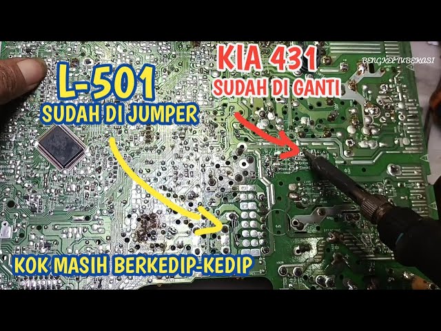TV POLYTRON SLIM LED INDIKATOR LAGI-LAGI BERKEDIP SUDAH JUMPER L501 MASIH BERKEDIP TERNYATA IINI ! ! class=