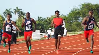 Team NSAF 2019 Cuba, 100m final, Malcolm Johnson 10.38, Da'Marcus Fleming, 10.43 Dylan Brown 10.55
