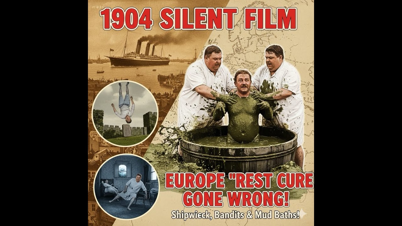 1904 Silent Film: Europe "Rest Cure" Gone WRONG! Shipwreck, Bandits & Mud Baths! in 4k Color