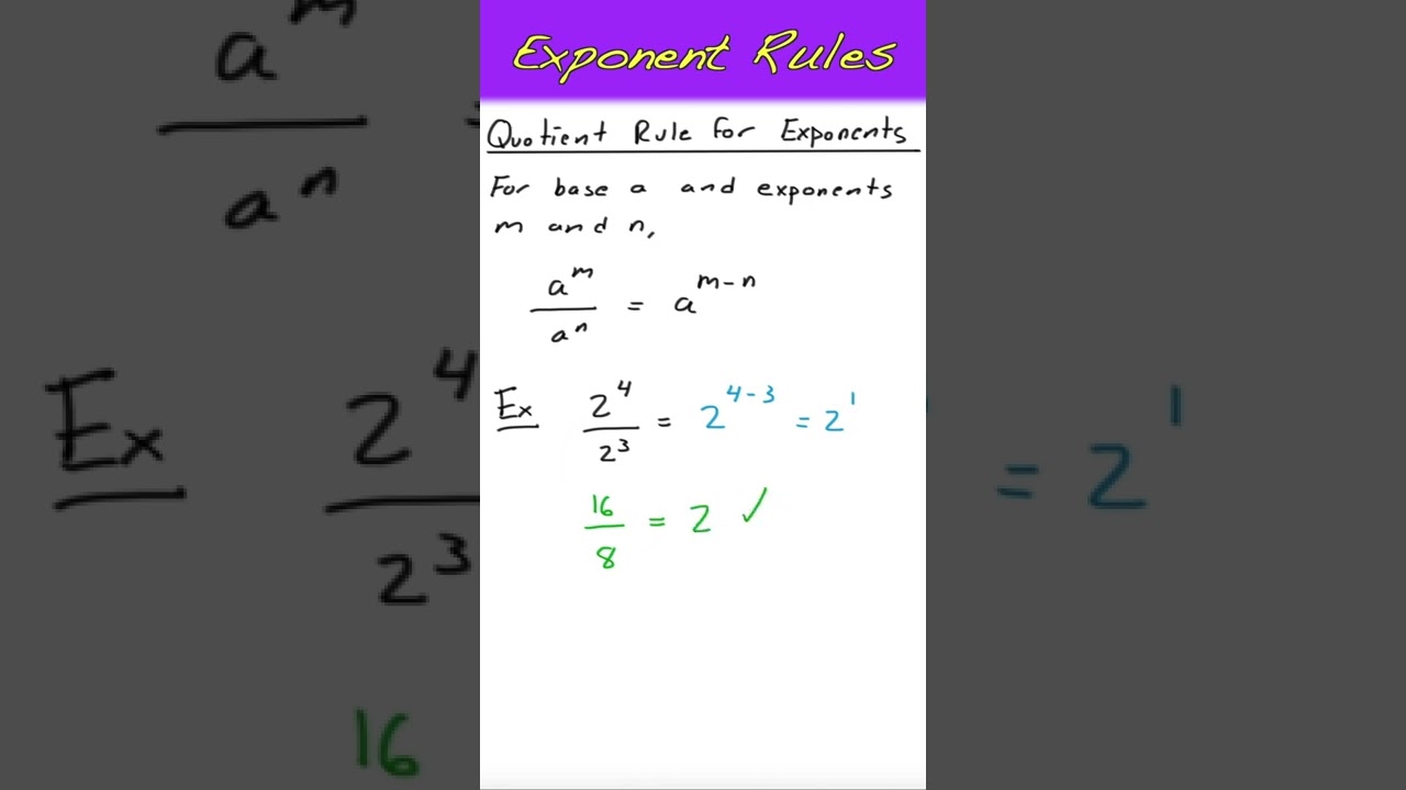 Quotient Rule for Exponents #shorts