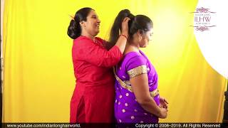 Housewives Hair Bun | Rapunzel Ganga Hairstyling Deepa's Knee Length Hair Into Massive Knot Hair Bun