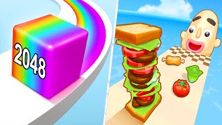 TikTok Gameplay Video 2024 - Satisfying Mobile Game Max Levels: Jelly Run 2048 VS Sandwich Runner