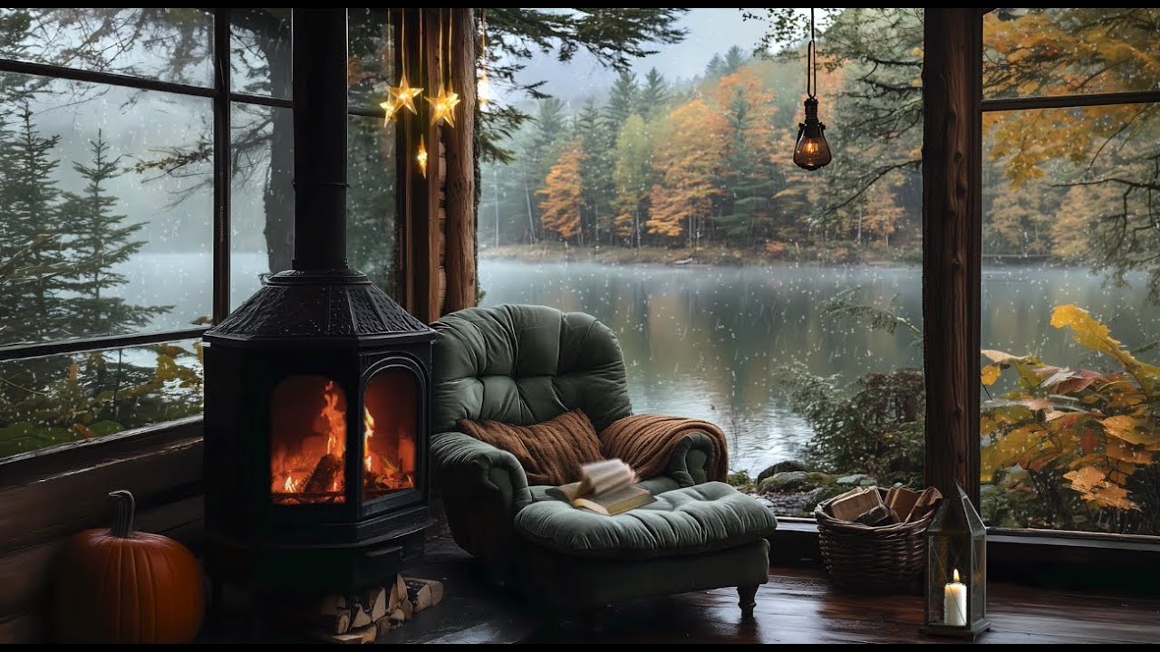 ☔️ Rainy Forest Escape: Cozy Cabin with Rain and Fireplace Sounds for ...