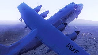 Avión Hercules se Estrella por un Estuche al Despegar  Vuelo del C130 de la Fuerza Aérea de USA