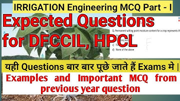 HPCL, DFCCIL Expected Questions from Irrigation Engineering MCQ part -1 || 2021 || Civilengineering