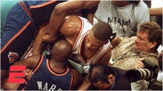 P.J. Brown fights Charlie Ward during Knicks vs. Heat 1997 NBA playoff game | ESPN Archives