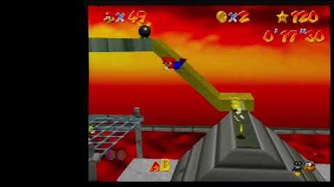 Bowser in the Fire Sea: 39"70 0 cycle no pole glitch w/ input display