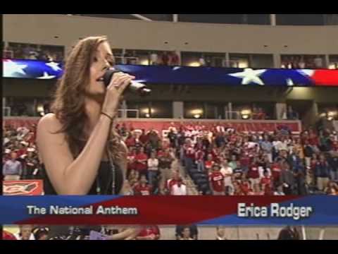 Erika Rodger singing the National Anthem at the Ch...