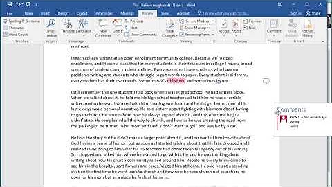 How to give feedback on a word doc