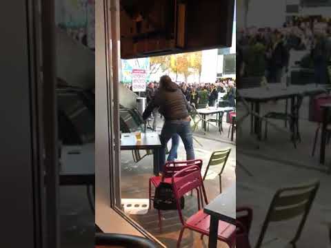 Young Boys - Feyenoord Rotterdam hooligans fight outside stadium