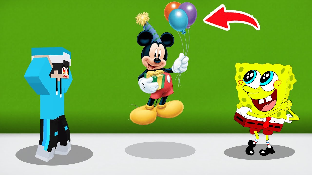 ماين كرافت لكن انا وسبونج بوب سوينا مقلب البالون بميكي ماوس !!؟ 🔥😱