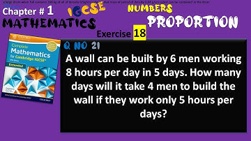 Cambridge IGCSE Extended Maths Solutions-Chapter1 Ex18 Q 21 - Proportion-IGCSE Mathematics