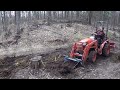 #280 Stump Removal. Stump Bucket. Double Maple Stump. Kubota B2601 Compact Tractor. outdoor channel.