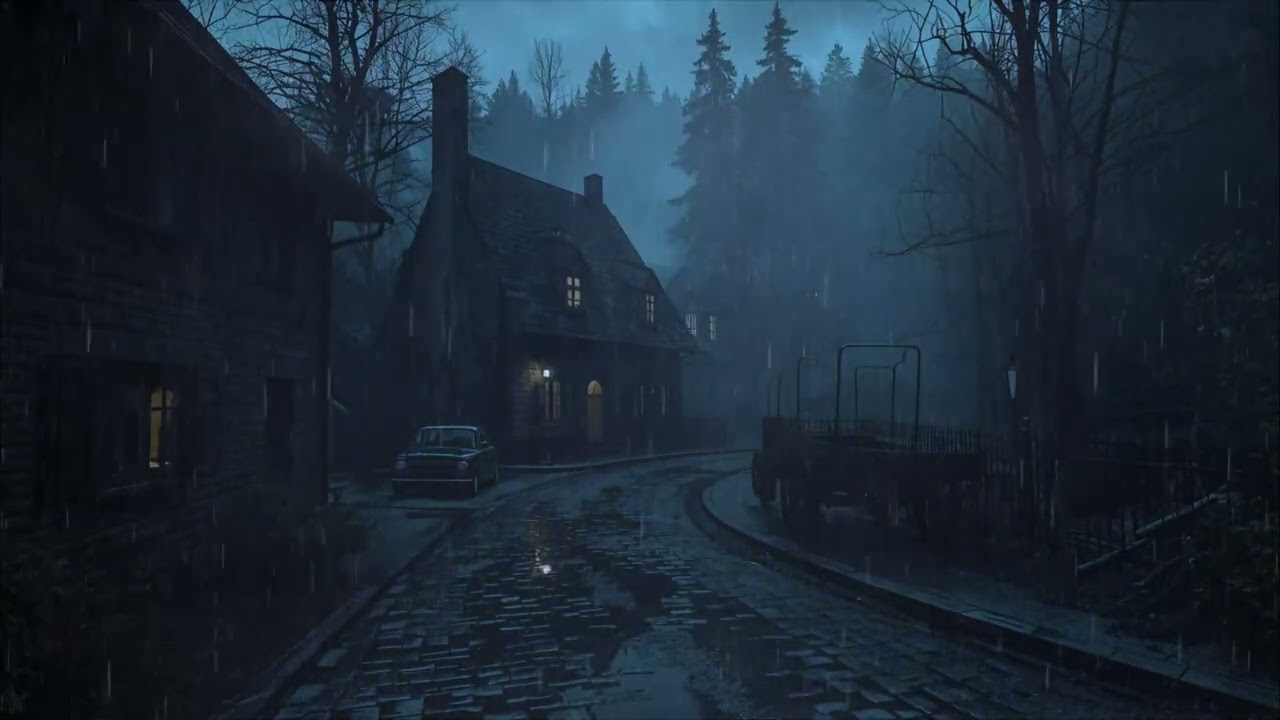 Deserted Old European Forest Town at Night — Quiet Ambience | Relax • Study • Sleep